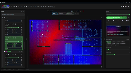 Layout canvas with keyboards, strips, or mats placed on the desk